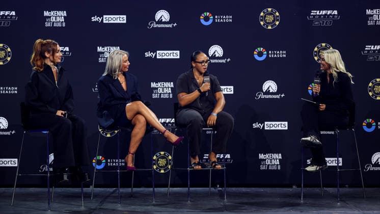 Zuffa Boxing 10 Aaron McKenna vs Etinosa Oliha Weigh-In, 3Arena, Dublin 7 8 2026 WWE™s Becky Lynch with UFC™s Shauna Bannon and Zuffa Boxing™s Kayla Allen during the Q&A Becky Lynch with Shauna Bannon and Kayla Allen during the Q&A 7 8 2026  Copyright: xx BB3_6161