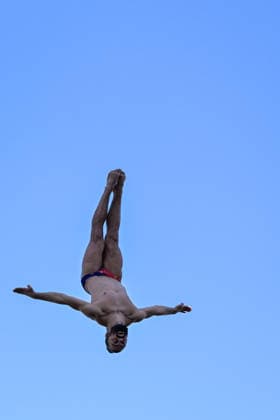 Sebas Van Baarsen of Netherlands competes in the High Diving Men s 20m Final during the European Aquatics Championships at the Olympic Aquatic Center in Paris (France), August 7, 2026. Giorgio Scala DBM - Deepbluemedia Insidefoto