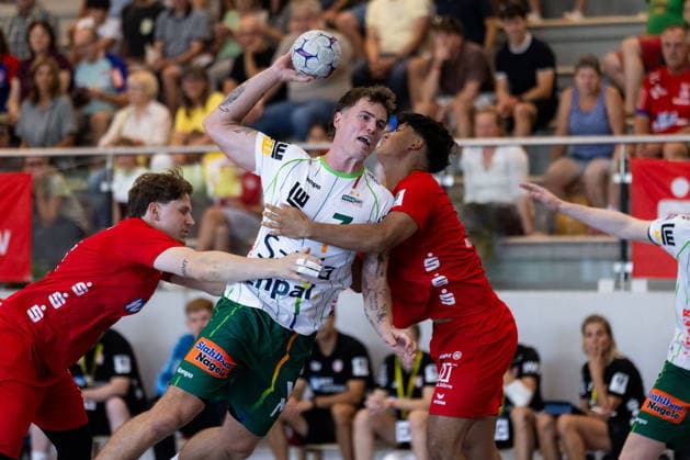 Victor KLOEVE (FRISCH AUF! Goeppingen, 07) erzielt ein Tor, Aktion, Torwurf GER, FRISCH AUF! Goeppingen vs. TSV Neuhausen Filder, Handball, Vorbereitung, Turnier, S-Cup Altensteig, Viertelfinale, Spielzeit 2026 2027, 07.08.2026, GER, FRISCH AUF! Goeppingen vs. TSV Neuhausen Filder, Handball, Vorbereitung, Turnier, S-Cup Altensteig, Viertelfinale, Spielzeit 2026 2027, 07.08.2026, Altensteig *** Victor KLOEVE FRISCH AUF Goeppingen, 07 scores a goal, play, shot on goal GER, FRISCH AUF Goeppingen vs. TSV Neuhausen Filder, handball, preseason, tournament, S Cup Altensteig, quarterfinals, 2026–2027 season, August 7, 2026, GER, FRISCH AUF Goeppingen vs. TSV Neuhausen Filder, handball, preseason, tournament, S Cup Altensteig, quarterfinals, 2026–2027 season, August 7, 2026, Altensteig Copyright: xEibnerxPressefoto OliverxSchmidtx EP_OST