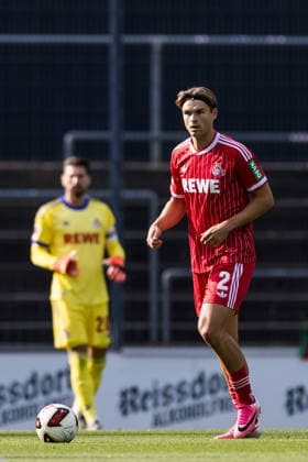 COLOGNE, GERMANY - AUGUST 07: Joel Schmied (1. FC Koeln, 2) controls the ball during a friendly match of season 2026 27 between 1. FC Köln vs. Real Sociedad San Sebastian at Geissbockheim on August 07, 2026 in Cologne, Germany. North Rhine Westphalia Germany Copyright: xSteffiexWunderlx