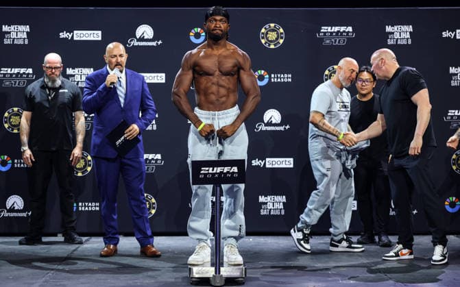 Zuffa Boxing 10 Aaron McKenna vs Etinosa Oliha Weigh-In, 3Arena, Dublin 7 8 2026 Etinosa Oliha Etinosa Oliha 7 8 2026  Copyright: xx BB3_7625