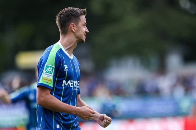 2026.08.07, xkwix, Fußball, Regionalliga West, FC Gütersloh - VfL Bochum II, Heidewaldstadion, 2.Spieltag, Saison 2026 2027: Jubel nach Tor zum 1:0 durch Patrik Twardzik (FC Gütersloh 18) DFB regulations prohibit any use of photographs as image sequences and or quasi-video. Photo: xKamilxWilkowskixPressefotoKochx Nordrhein-Westfalen Deutschland *** August 7, 2026, xkwix, Soccer, Regionalliga West, FC Gütersloh vs. VfL Bochum II, Heidewaldstadion, Matchday 2, 2026–2027 season. Celebration after Patrik Twardzik scores the 1–0 goal for FC Gütersloh 18. DFB regulations prohibit any use of photographs as image sequences and or quasi-video. Photo: xKamilxWilkowskixPressefotoKochx, North Rhine-Westphalia, Germany