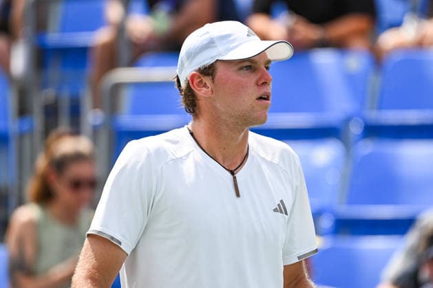 MONTREAL, QC - AUGUST 07: Look on Alex Michelsen (USA) during a third round match at National Bank Open on August 07, 2026 at IGA Stadium in Montreal, QC (Photo by David Kirouac Icon Sportswire) TENNIS: AUG 07 National Bank Open EDITORIAL USE ONLY Icon26080701526