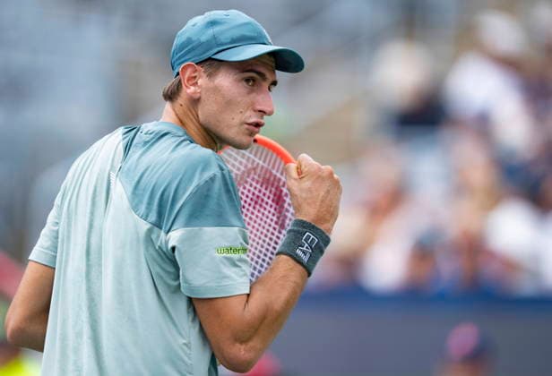 August 7, 2026, Montreal, Pq, Canada: Matteo Arnaldi of Italy reacts during his game against Tallon Griekspoor of the Netherlands during third round tennis action at the National Bank Open in Montreal on Friday, Aug. 7, 2026. Canada News - August 7, 2026  - ZUMAc35_ 20260807_zaf_c35_013 Copyright: xChristinnexMuschix