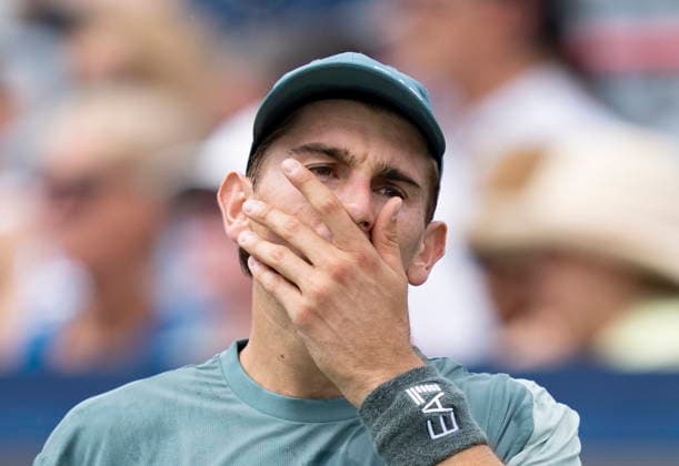 August 7, 2026, Montreal, Pq, Canada: Matteo Arnaldi of Italy reacts during his game against Tallon Griekspoor of the Netherlands during third round tennis action at the National Bank Open in Montreal on Friday, Aug. 7, 2026. Canada News - August 7, 2026  - ZUMAc35_ 20260807_zaf_c35_017 Copyright: xChristinnexMuschix