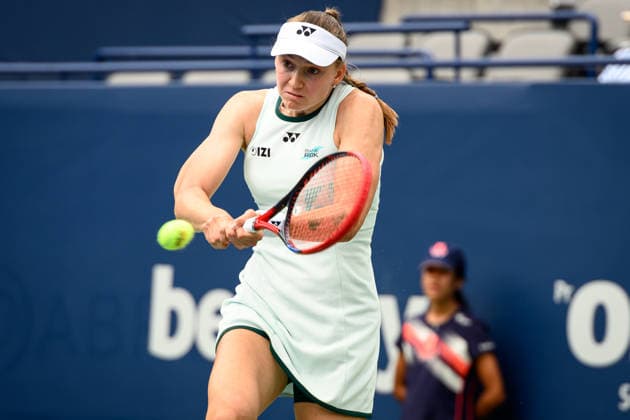 August 7, 2026, Toronto, Ontario, Canada: ELENA RYBAKINA of Kazakhstan returns the ball during her third-round match against Ann Li of the United States at the National Bank Open, part of the Hologic WTA, Tennis Damen Tour, at Sobeys Stadium. Tennis 2026: WTA 1000 National Bank Open Presented By Rogers.  - ZUMAr228 20260807_znp_r228_007 Copyright: xVasiliyxRyabykhx