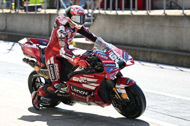 RECORD DATE NOT STATED 7th August 2026; Silverstone Circuit, Northamptonshire, England; 2026 MotoGP Grand Prix of Great Britain, Free Practice Day; Francesco Bagnaia of Ducati Lenovo Team leaves the pit lane SimonxWest