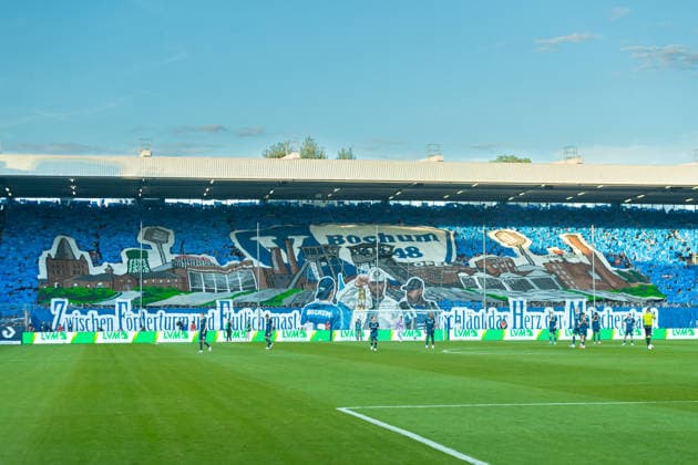 . Die Fans vom VfL Bochum machen eine Choreographie waehrend des spiels der 2. Bundesliga zwischen VfL Bochum und Hertha BSC, Vonovia Ruhrstadion am 07. August 2026 in Bochum, Deutschland. (Foto von xxx DeFodi Images) +++ . The Supporters of VfL Bochum doing a choreography during the 2nd Bundesliga match between VfL Bochum and Hertha BSC at Vonovia Ruhrstadion on August 7, 2026 in Bochum, Germany. (Photo by xxx DeFodi Images) DFB DFL REGULATIONS PROHIBIT ANY USE OF PHOTOGRAPHS AS IMAGE SEQUENCES AND OR QUASI-VIDEO. - *** VfL Bochum fans perform a choreographed display during the 2. Bundesliga match between VfL Bochum and Hertha BSC, Vonovia Ruhrstadion on August 7, 2026, in Bochum, Germany. Photo by xxx DeFodi Images. The supporters of VfL Bochum performing a choreographed display during the 2nd Bundesliga match between VfL Bochum and Hertha BSC at Vonovia Ruhrstadion on August 7, 2026 in Bochum, Germany. Photo by xxx DeFodi Images. DFB and DFL regulations prohibit any use of photographs as image sequences and or quasi-video.