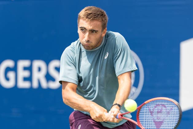 August 7, 2026, Montreal, Quebec, Canada: DANIEL MERIDA from Spain backhandin match against Alex Michelsen from USA in third round at Canadian Open at IGA stadium in Montreal, Quebec, Canada on 2026-08-07 TENNIS: Canadian Open Montreal 2026  - ZUMAl189 20260807_zsp_l189_002 Copyright: xYannickxLegarex