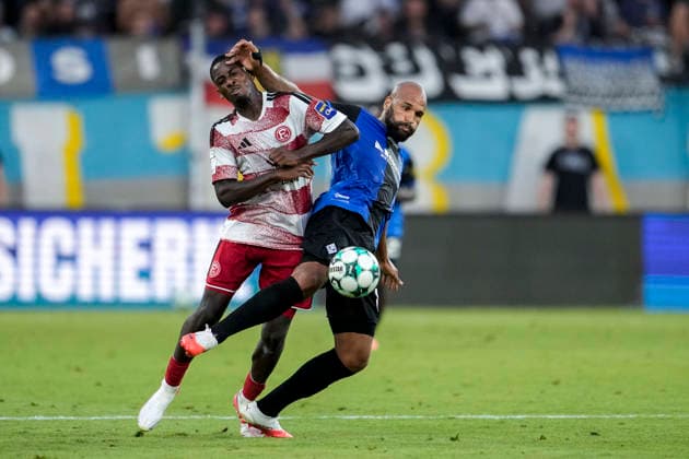 v.li.: Kaden Amaniampong (F95, 39), Terrence Boyd (SV Waldhof, 13), Zweikampf, Spielszene, Duell, duel, tackle, tackling, Dynamik, Action, Aktion, 07.08.2026, Mannheim (Deutschland), Fussball, 3. Liga, SV Waldhof Mannheim - Fortuna Düsseldorf, DFB DFL REGULATIONS PROHIBIT ANY USE OF PHOTOGRAPHS AS IMAGE SEQUENCES AND OR QUASI-VIDEO. *** From left: Kaden Amaniampong (F95), 39, Terrence Boyd (SV Waldhof), 13, tackle, game scene, duel, tackle, tackling, dynamic, action, August 7, 2026, Mannheim, Germany, soccer, 3rd Division, SV Waldhof Mannheim vs. Fortuna Düsseldorf, DFB and DFL regulations prohibit any use of photographs as image sequences and or quasi-video xozx