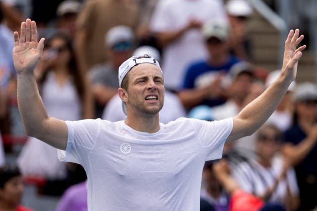 August 7, 2026, Montreal, Quebec, Canada: TALLON GRIEKSPOOR from Nederlands react after win in match against Matteo Arnaldi (30) from Italia in third round at Canadian Open at IGA stadium in Montreal, Quebec, Canada on 2026-08-07 TENNIS: Canadian Open Montreal 2026  - ZUMAl189 20260807_zsp_l189_079 Copyright: xYannickxLegarex