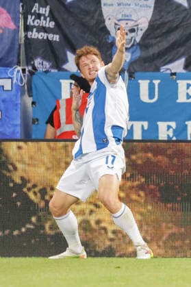 07.08.2026, xgrfx, Fussball 2.Bundesliga, VfL Bochum - Hertha BSC Berlin v.l. Tor, Sebastian Andersen zum 0:1 (Hertha BSC) (DFL DFB REGULATIONS PROHIBIT ANY USE OF PHOTOGRAPHS as IMAGE SEQUENCES and or QUASI-VIDEO) Bochum *** August 7, 2026, xgrfx, Soccer 2. Bundesliga, VfL Bochum vs. Hertha BSC Berlin, goal by Sebastian Andersen, 0–1. Hertha BSC. DFL and DFB regulations prohibit any use of photographs as image sequences and or quasi-video. Bochum