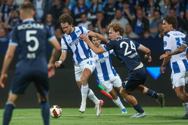 07.08.2026, Fussball, Saison 2026 2027, 2. Bundesliga, 1. Spieltag, VfL Bochum - Hertha BSC, v. l. Linus Jasper Gechter (Hertha BSC), Mats Pannewig (VfL Bochum) Bochum Ruhrstadion Deutschland xRHR-FOTOx *** August 7, 2026, Soccer, 2026–2027 Season, 2. Bundesliga, Matchday 1, VfL Bochum vs. Hertha BSC, from left: Linus Jasper Gechter (Hertha BSC), Mats Pannewig (VfL Bochum), Bochum, Ruhrstadion, Germany, xRHR PHOTOx Copyright: RHR-FOTOx RHR-FOTO
