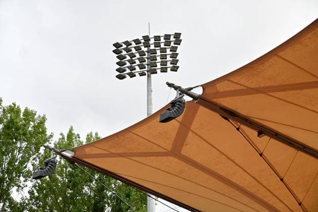 Stadion am Marschweg, Oldenburg, Ansicht Stadiondach und Flutlichtmast VfB Oldenburg vs. SV Drochtersen Assel, Fussball, Regionalliga Nord, 2. Spieltag, Saison 2026 2027, 07.08.2026, VfB Oldenburg vs. SV Drochtersen Assel, Fussball, Regionalliga Nord, 2. Spieltag, Saison 2026 2027, 07.08.2026 Oldenburg *** Stadion am Marschweg, Oldenburg, view of the stadium roof and floodlight tower; VfB Oldenburg vs. SV Drochtersen Assel, soccer, Regionalliga Nord, Matchday 2, 2026–2027 season, August 7, 2026, VfB Oldenburg vs. SV Drochtersen Assel, soccer, Regionalliga Nord, Matchday 2, 2026–2027 season, August 7, 2026, Oldenburg Copyright: xEibner-Pressefoto RobertxGertzenx EP_RGN