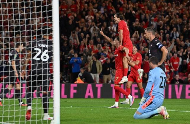 Will Lankshear of Middlesbrough scores the opening goal 1-0 and celebrates Middlesbrough v Wrexham, EFL Carabao Cup, First Round, Football, Riverside Stadium, Middlesbrough, UK - 07 Aug 2026Middlesbrough Riverside Stadium United Kingdom EDITORIAL USE ONLY No use with unauthorised audio, video, data, fixture lists, club league logos or live services. Online in-match use limited to 120 images, no video emulation. No use in betting, games or single club league player publications.  Copyright: xGreigxCowie Shutterstockx 17050843ag