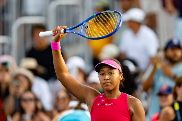 TORONTO, ON - AUGUST 07: Naomi Osaka of Japan celebrates after winning her match at the WTA, Tennis Damen National Bank Open tournament on August 7, 2026 at Sobeys Stadium in Toronto, ON, Canada (Photo by Julian Avram Icon Sportswire) TENNIS: AUG 07 National Bank Open EDITORIAL USE ONLY Icon2608071400