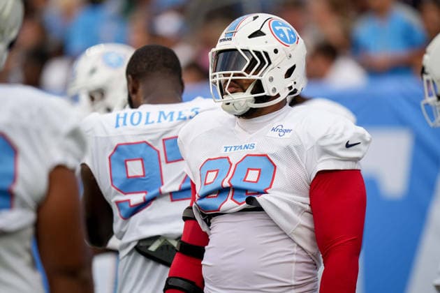 August 7, 2026, Nashville, Tennessee, USA: Tennessee Titans defensive tackle Jeffery Simmons (98) stands during the Blue & White Scrimmage at Nissan Stadium. Nashville USA - ZUMAh237 20260807_zsp_h237_004 Copyright: xCamdenxHallx