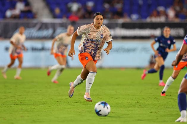 HARRISON, NJ - AUGUST 07: Sam Kerr 20 of the Gotham FC during the second half of the NWSL game against San Diego Wave FC on August 7, 2026 at Sports Illustrated Stadium in Harrison, New Jersey. (Photo by Rich Graessle Icon Sportswire) SOCCER: AUG 07 NWSL Gotham FC vs SD Wave EDITORIAL USE ONLY Icon26080730015