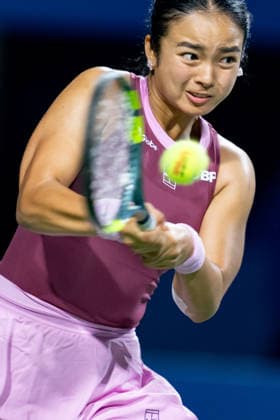 TORONTO, ON - AUGUST 07: Alexandra Eala of Philippines returns a shot during her match at the WTA, Tennis Damen National Bank Open tournament on August 7, 2026 at Sobeys Stadium in Toronto, ON, Canada (Photo by Julian Avram Icon Sportswire) TENNIS: AUG 07 National Bank Open EDITORIAL USE ONLY Icon2608071664