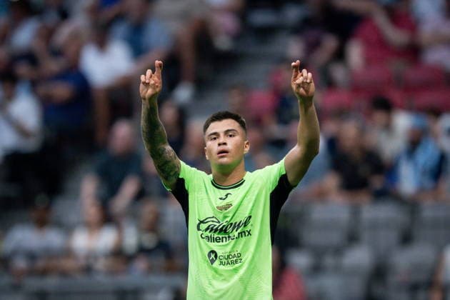 August 7, 2026, Vancouver, Bc, CANADA: Juarez FC s Ettson Ayon (29) celebrates his goal against the Vancouver Whitecaps during the first half of a Leagues Cup soccer match in Vancouver, on Friday, August 7, 2026. Canada News - August 7, 2026  - ZUMAc35_ 20260807_zaf_c35_113 Copyright: xEthanxCairnsx