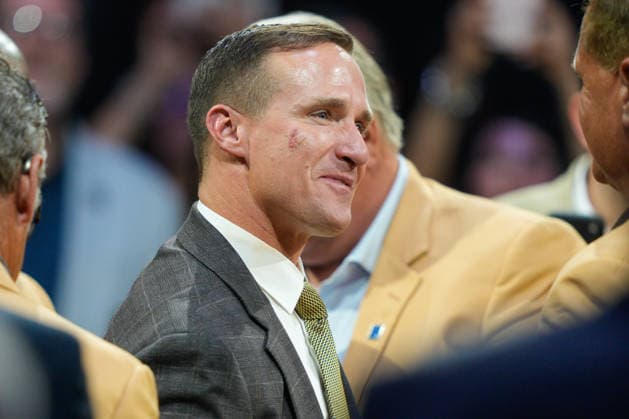 2026 Pro Football Hall of Fame Enshrinement - Gold Jacket Dinner New Enshrinee Drew Brees greets his Gold Jackets during the 2026 Pro Football Hall of Fame Gold Jacket Dinner at Canton Memorial Civic Center in Canton, Ohio on August 7. (Max Siker Image of Canton Ohio United States EDITORIAL USE ONLY Copyright: xImagexofxSportx MaxxSikerx iosphotos417435