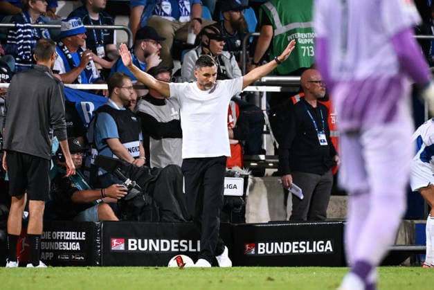 Bochum, Germany, 2. Bundesliga, Matchday 1, Vonovia Ruhrstadion Bochum, VfL Bochum vs Hertha BSC Berlin 0:1; Headcoach Stefan Leitl (HBB). *** Bochum, Germany, 2. Bundesliga, Matchday 1, Vonovia Ruhrstadion Bochum, VfL Bochum vs. Hertha BSC Berlin 0–1 Head Coach Stefan Leitl HBB