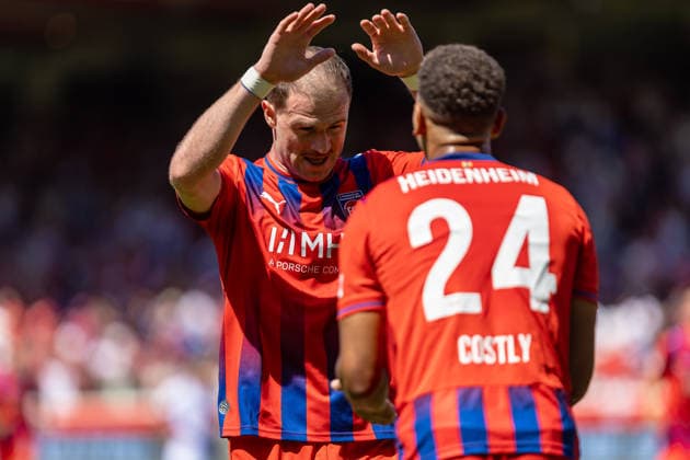 Tor Torjubel Jubel Freude Emotionen Mimik Gestik 2:0 Budu Zivzivadze (1.FC Heidenheim, 11) Marcel Costly (1.FC Heidenheim, 24), GER, 1.FC Heidenheim vs. VfL Osnabrueck, Fussball, 2. Bundesliga, 01. Spieltag, Spielzeit 2026 2027, 08.08.2026, DFL DFB REGULATIONS PROHIBIT ANY USE OF PHOTOGRAPHS AS IMAGE SEQUENCES AND OR QUASI-VIDEO, GER, 1.FC Heidenheim vs. VfL Osnabrueck, Fussball, 2. Bundesliga, 01. Spieltag, Spielzeit 2026 2027, 08.08.2026 Heidenheim *** Goal Goal celebration Cheering Joy Emotions Facial expressions Gestures 2 0 Budu Zivzivadze 1 FC Heidenheim, 11 Marcel Costly 1 FC Heidenheim, 24 , GER, 1 FC Heidenheim vs. VfL Osnabrück, Soccer, 2. Bundesliga, Matchday 01, 2026–2027 Season, August 8, 2026, DFL and DFB regulations prohibit any use of photographs as image sequences and or quasi-video, GER, 1 FC Heidenheim vs. VfL Osnabrück, soccer, 2. Bundesliga, Matchday 1, 2026–2027 Season, August 8, 2026, Heidenheim Copyright: xEibner-Pressefoto JanixPlessx EP_JPL