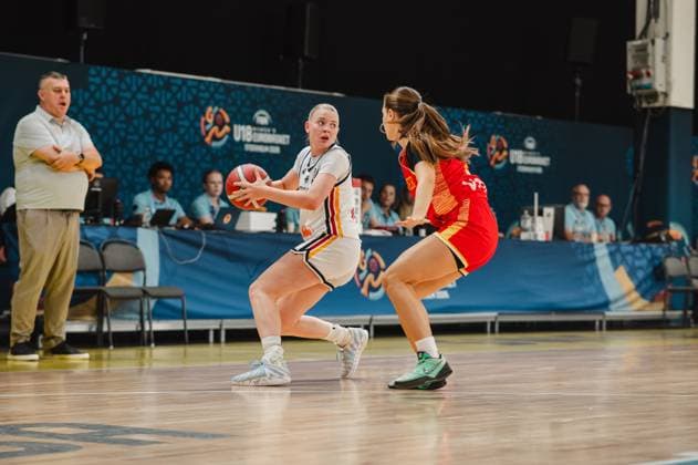 RECORD DATE NOT STATED Eine Spielerin Deutschlands treibt den Ball im Eins-gegen-eins gegen eine Verteidigerin Montenegros voran. Die Szene findet beim U18 EuroBasket Women in der Kistamässan in Stockholm statt. Deutschland im Zweikampf gegen Montenegro beim U18 EuroBasket in Stockholm *** A German player drives the ball forward in a one-on-one situation against a Montenegrin defender. The scene takes place at the U18 EuroBasket Women at Kistamässan in Stockholm. Germany faces Montenegro in a head-to-head matchup at the U18 EuroBasket in Stockholm. Copyright: xJoelxKruehlerx