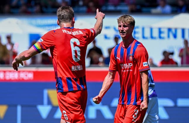 08.08.2026, xemx, Fussball 2.Bundesliga, 1.FC Heidenheim - VfL Osnabrück v.l. Jan Schoeppner (1.FC Heidenheim) Jubel, Torjubel, celebrate the goal, jubelt ueber das Tor zum 3:2 (DFL DFB REGULATIONS PROHIBIT ANY USE OF PHOTOGRAPHS as IMAGE SEQUENCES and or QUASI-VIDEO) Heidenheim *** August 8, 2026, xemx, Soccer 2. Bundesliga, 1. FC Heidenheim vs. VfL Osnabrück, Jan Schoeppner, 1. FC Heidenheim celebration, Goal celebration, celebrating the goal, cheering over the goal that made it 3–2 DFL DFB REGULATIONS PROHIBIT ANY USE OF PHOTOGRAPHS as IMAGE SEQUENCES and or QUASI-VIDEO Heidenheim