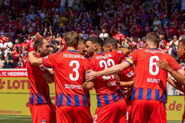 08.08.26 1. FC Heidenheim - VfL Osnabrück Deutschland, Heidenheim, 08.08.2026, Fussball, 2. Bundesliga, 1. FC Heidenheim - VfL Osnabrück: Budu Zivzivadze (1. FC Heidenheim); Jubel Tor 1:0 Zivzivadze. *** 08 08 26 1. FC Heidenheim vs. VfL Osnabrück Germany, Heidenheim, 08 08 2026, Soccer, 2. Bundesliga, 1 FC Heidenheim vs. VfL Osnabrück, Budu Zivzivadze, 1 FC Heidenheim, celebration, goal, 1–0, Zivzivadze