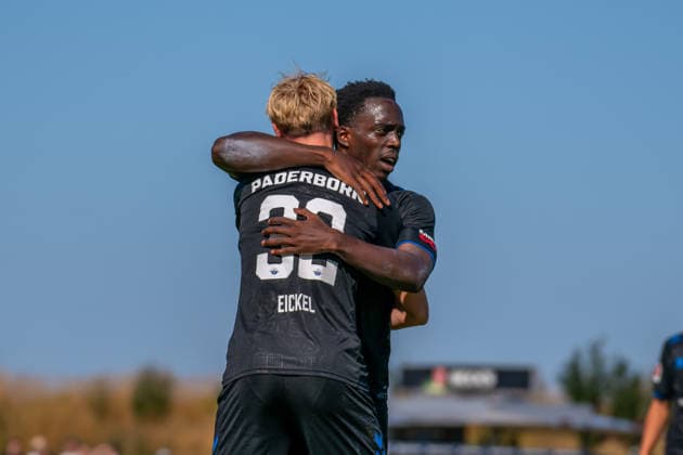 Testspiel: Werder Bremen vs. SC Paderborn 07, 08.08.2026 Lasse Eickel (SC Paderborn 07, 32), Kennedy Okpala (SC Paderborn 07, 10); Testspiel: Werder Bremen vs. SC Paderborn 07 am 08.08.2026 in Vechta (Stadion Oyther Berg), Germany, *** Friendly Match: Werder Bremen vs. SC Paderborn 07, August 8, 2026; Lasse Eickel, SC Paderborn 07, 32, Kennedy Okpala, SC Paderborn 07, 10 Friendly Match: Werder Bremen vs. SC Paderborn 07 on August 8, 2026, at Oyther Berg Stadium in Vechta, Germany, Copyright: xBEAUTIFULxSPORTS Neddermannx