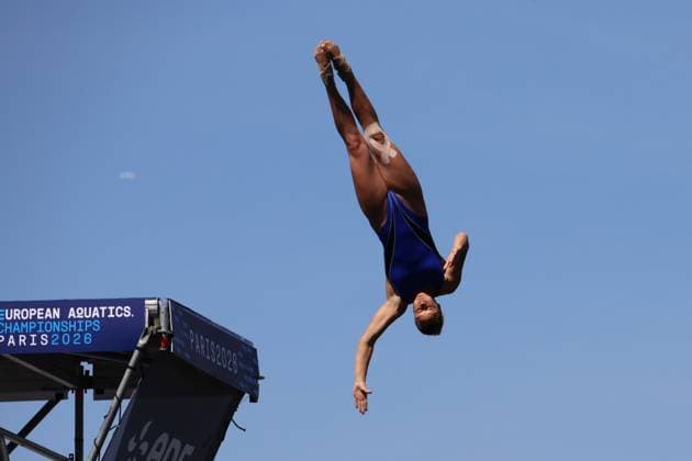 Championnat d Europe de natation PHOTOPQR LE COURRIER PICARD Haslin ; Paris ; 08 08 2026 ; 08 08 26 Championnat d Europe de natation Plongeon de haut vol femmes 20 metres dans la Seine Neli Chukanivska (UKR) championne d Europe Photo Fred Haslin LEN European Aquatics Championships, at the Seine River in Paris on August 8, 2026 Paris 75 France  Copyright: xPHOTOPQR LExCOURRIERxPICARD MAXPxHaslinx 20260808LCP5188 20260808LCP5188