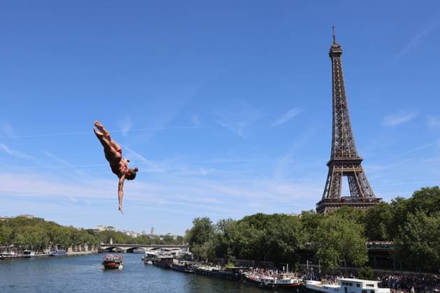 Championnat d Europe de natation PHOTOPQR LE COURRIER PICARD Haslin ; Paris ; 08 08 2026 ; 08 08 26 Championnat d Europe de natation Plongeon de haut vol femmes 20 metres dans la Seine Photo Fred Haslin LEN European Aquatics Championships, at the Seine River in Paris on August 8, 2026 Paris 75 France  Copyright: xPHOTOPQR LExCOURRIERxPICARD MAXPxHaslinx 20260808LCP5198 20260808LCP5198