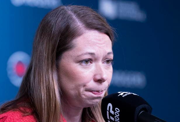August 8, 2026, Montreal, Pq, Canada: Valerie Tetreault, vice-president communications Tennis Canada and tournament director at the National Bank Open in Montreal speaks during a press conference, PK, Pressekonferenz on Saturday, Aug. 8, 2026. Canada News - August 8, 2026  - ZUMAc35_ 20260808_zaf_c35_002 Copyright: xChristinnexMuschix