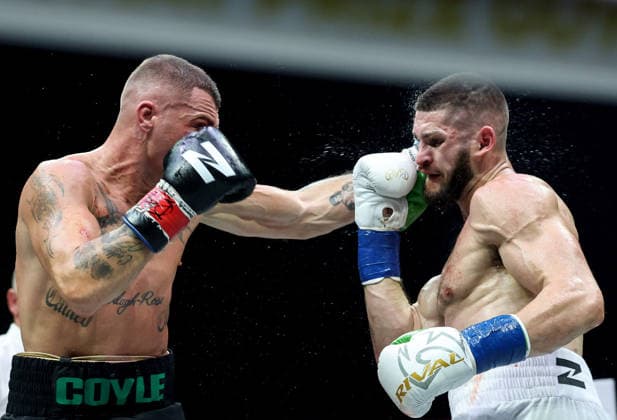 Zuffa Boxing 10, 3Arena, Dublin 8 8 2026 Conor Coyle lands a punch on Mark Beuke Conor Coyle lands a punch on Mark Beuke 8 8 2026  Copyright: xx NE1L2004