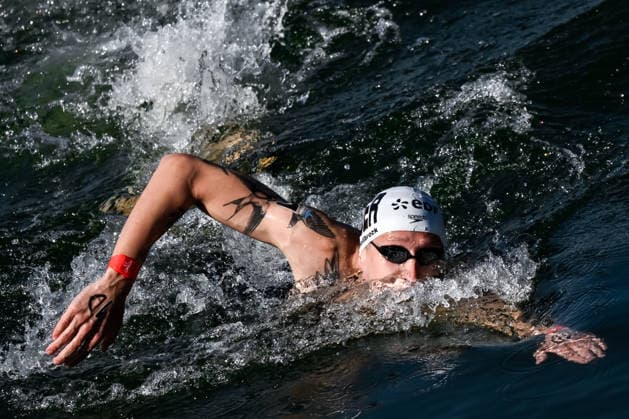 Florian Wellbrock of Germany competes in the open water swimming 4x1500m Mixed Relay Final during the European Aquatics Championships at the River Seine in Paris (France), August 8, 2026. Andrea Masini Deepbluemedia Insidefoto