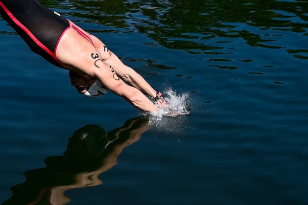 Marcello Guidi of Italy competes in the open water swimming 4x1500m Mixed Relay Final during the European Aquatics Championships at the River Seine in Paris (France), August 8, 2026. Andrea Staccioli Deepbluemedia Insidefoto
