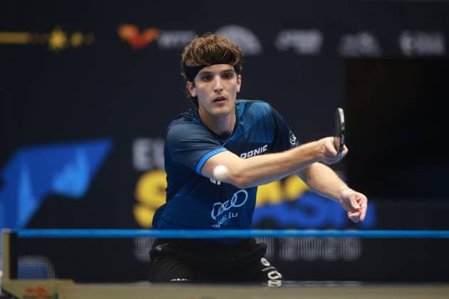 2026 WTT Europe Smash - Sweden - Qualifications Day 1 Luka Mladenovic of Luxembourg plays against Alvaro Robles of Spain during the Men s Singles Qualifying Round 1 at the 2026 Europe Smash in Malmo, Sweden, on August 8, 2026. Malmo Sweden  Copyright: xRemyxGrosx originalFilename:gros-europesm260808_npbeM.jpg