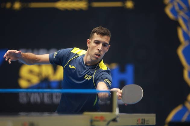 2026 WTT Europe Smash - Sweden - Qualifications Day 1 Alvaro Robles of Spain plays against Luka Mladenovic of Luxembourg during the Men s Singles Qualifying Round 1 at the 2026 Europe Smash in Malmo, Sweden, on August 8, 2026. Malmo Sweden  Copyright: xRemyxGrosx originalFilename:gros-europesm260808_npMqn.jpg
