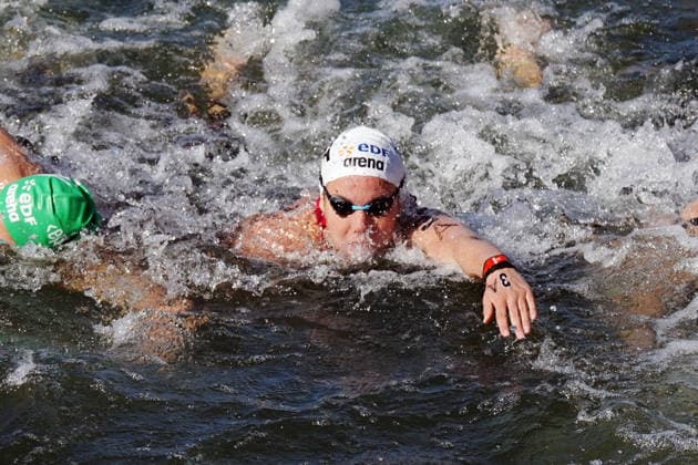 Open Water, 4 x 1500m Mixed Team, Barbara POZZOBON from Italy at the European Aquatics Championships Paris 2026, Paris, August 08, 2026 .  Copyright: xGianxMattiaxD Alberto LaPressex
