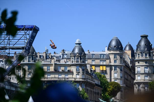 European Aquatics Championships 2026 - Women s 20m Platform High Diving Madeleine Bayon from France during the Women’s 20m platform high diving at the European Aquatics Championships 2026 on the Seine River in Paris on August 8, 2026. Photo by Tomas Stevens ABACAPRESS.COM Paris France  Copyright: xStevensxTomas ABACAx