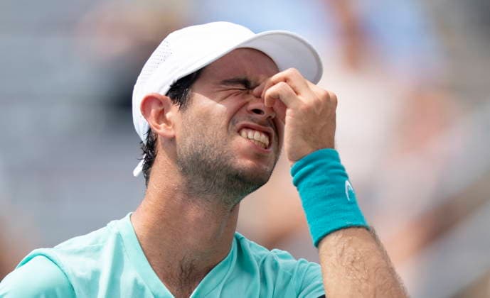 August 8, 2026, Montreal, Pq, Canada: Nuno Borges of Portugal reacts during his match against Luciano Darderi of Italy during round of 16 National Bank Open tennis action in Montreal on Saturday, Aug. 8, 2026. Canada News - August 8, 2026  - ZUMAc35_ 20260808_zaf_c35_019 Copyright: xChristinnexMuschix