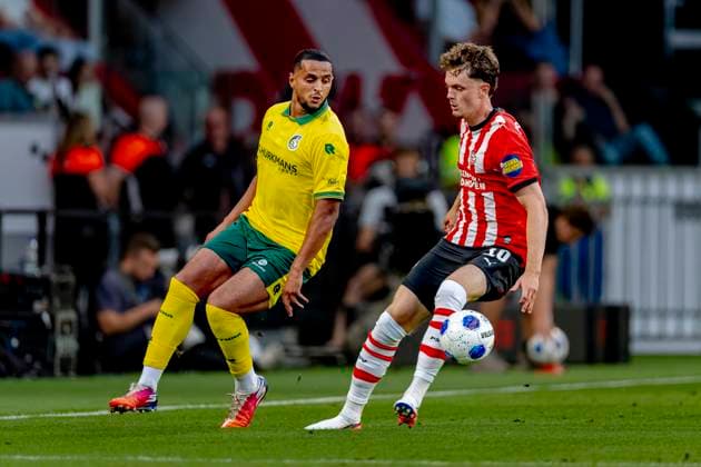 EINDHOVEN - Fortuna Sittard midfielder Mohamed Ihattaren, PSV Eindhoven midfielder Paul Wanner during the Vriendenloterij Eredivisie match between PSV and Fortuna Sittard at Philips Stadion on August 8, 2026 in Eindhoven, Netherlands. (Photo by DeFodi Images) - *** EINDHOVEN: Fortuna Sittard midfielder Mohamed Ihattaren and PSV Eindhoven midfielder Paul Wanner during the Vriendenloterij Eredivisie match between PSV and Fortuna Sittard at Philips Stadion on August 8, 2026, in Eindhoven, Netherlands. Photo by DeFodi Images