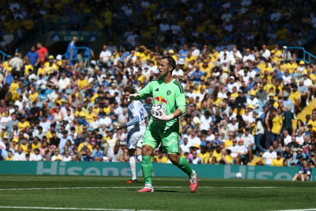 Leeds United v Leipzig, Pre-Season Friendly leeds goalkeeper cairns during the Pre-Season Friendly match between Leeds United and Leipzig at Elland Road, Leeds, UK on 8 August 2026. Leeds Elland Road West Yorkshire UK Editorial use only , Copyright: xStevexMowerx PSI-24676-0082