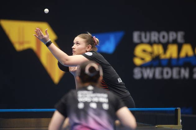 2026 WTT Europe Smash - Sweden - Qualifications Day 1 Tatiana Kukulkova of Slovakia plays against Yoo Yerin of South Korea during the Women s Singles Qualifying Round 1 at the 2026 Europe Smash in Malmo, Sweden. Malmo Sweden  Copyright: xRemyxGrosx originalFilename:gros-europesm260808_np8Gj.jpg