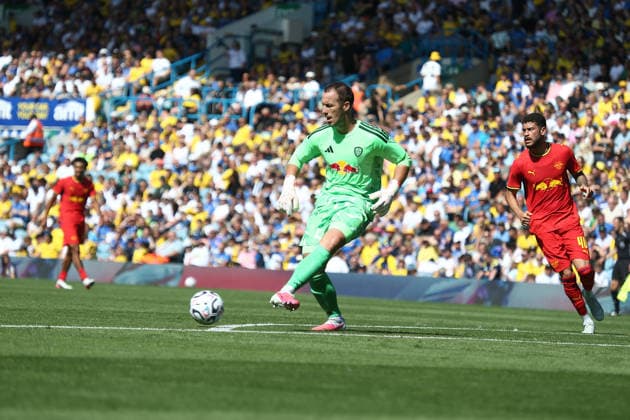 Leeds United v Leipzig, Pre-Season Friendly alex cairns kicks clear during the Pre-Season Friendly match between Leeds United and Leipzig at Elland Road, Leeds, UK on 8 August 2026. Leeds Elland Road West Yorkshire UK Editorial use only , Copyright: xStevexMowerx PSI-24676-0097
