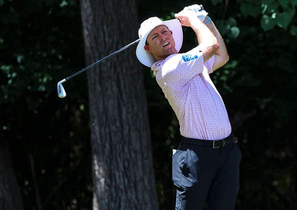 August 8, 2026: Max Greyserman tees off at second hole during third round at 2026 Wyndham Championship, Sedgefield Country Club in Greensboro, North Carolina. CSM Greensboro United States of America - ZUMAc04_ 20260808_zma_c04_067 Copyright: xDavidxBeachx