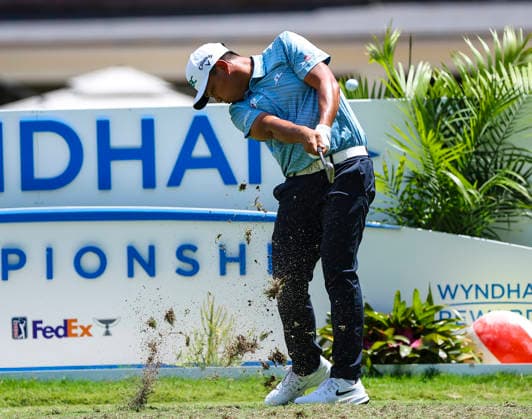 August 8, 2026: Kevin Yu teeing off at the third hole during the third round at 2026 Wyndham Championship, Sedgefield Country Club in Greensboro, North Carolina. CSM PGA, Golf Herren 2026: Wyndham Championship Aug 08  - ZUMAc04_ 20260808_zma_c04_075 Copyright: xDavidxBeachx