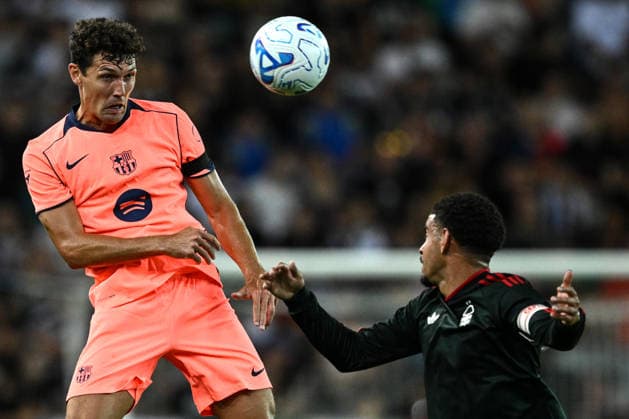 Mg Udine 08 08 2026 - amichevole Barcelona-Nottingham Forest foto Matteo Gribaudi Image nella foto: Andreas Christensen-Morgan Gibbs White 