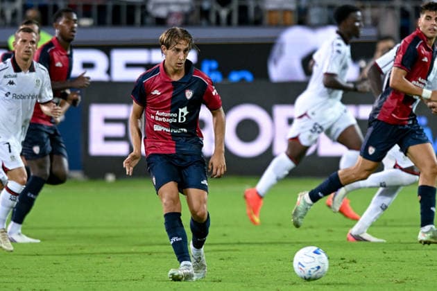 Cagliari s Fazzini in action during the Serie A soccer match between Cagliari Calcio and Nice at the Unipol Domus in Cagliari, Sardinia - Saturday 8th august 2026. - Soccer  Copyright: x Â®xGianlucaxZuddas LaPressex